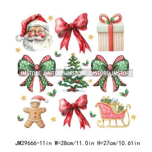Christmas Santa Red Coquette Highland Cow Xmas Holly Jolly Vibes Iron On DTF Transfers Stickers Ready To Press For T-shirts