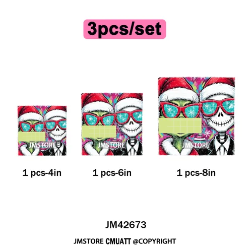 Cartoon Christmas Club Snow Winter Vibes Holly Jolly Santa Iron on DTF Washable Transfers Stickers Ready to Press for Clothing