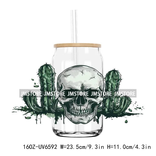 Western Desert Cactus Plants 16OZ UV DTF Cup Wrap Transfers Stickers Custom Labels Durable Waterproof Logo For Libbey Glass Can