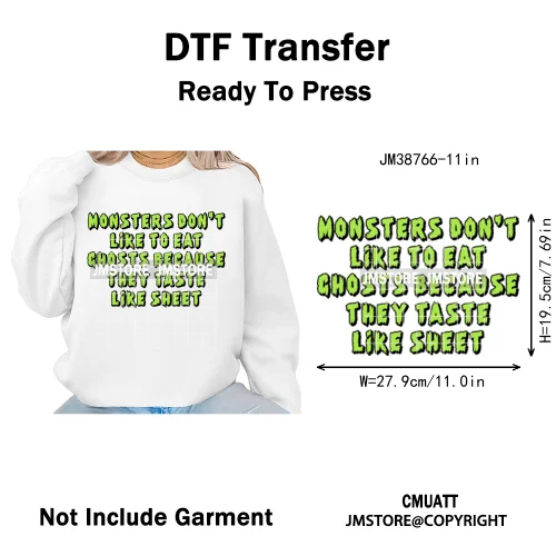 Cute Boos Ghost Pumpkin Halloween Season Thermal Printing Iron on DTF Washable Transfers Stickers Ready to Press for Textile