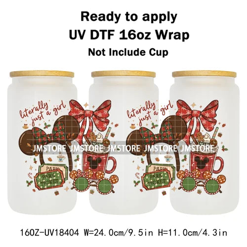 Cartoon Mouse Friends Christmas Gingerbread 16OZ UV DTF Cup Wraps Ready To Apply Durable Transfer Stickers For Libbey Glass Can