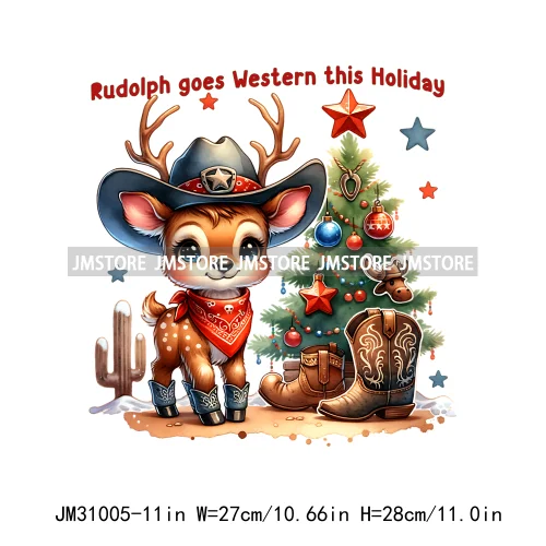 Funny Howdy Christmas Western Cowboy Highland Cow Gingerbread Boots Iron On DTF Transfers Stickers Ready To Press For T-shirts