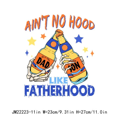 Iron On Ain’t No Hood Like Fatherhood Logos Can't Talk Right Now Doing Hot Dad Stuff Father's Day DTF Transfer Stickers Clothing