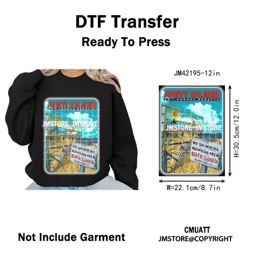 12in Retro Halftone Movie Halloween Spooky Popular Shows Iron on DTF Washable Transfers Stickers Ready to Press for Hoodies