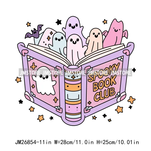 Custom Trick Or Read Ghost Witches Spooky Book Club Decals Bookish Girly Halloween DTF Iron On Transfers Stickers For T-shirts