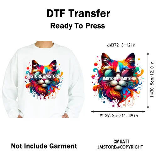 12in Street Snarl Savage Animal King Graffiti Urban Bear Bunny Cat Dog Iron on DTF Transfers Stickers Ready to Press for Clothes