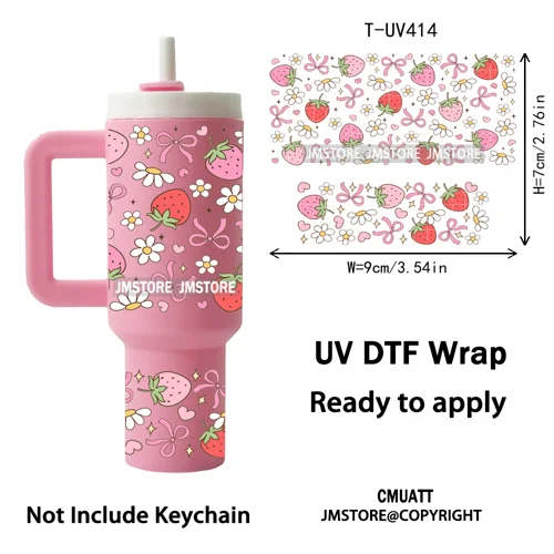 Coquette Bow Floral Seamless Book Lover Ribbon UV DTF Wraps Ready To Use Transfer Stickers Waterproof For Mini Tumbler Keychain
