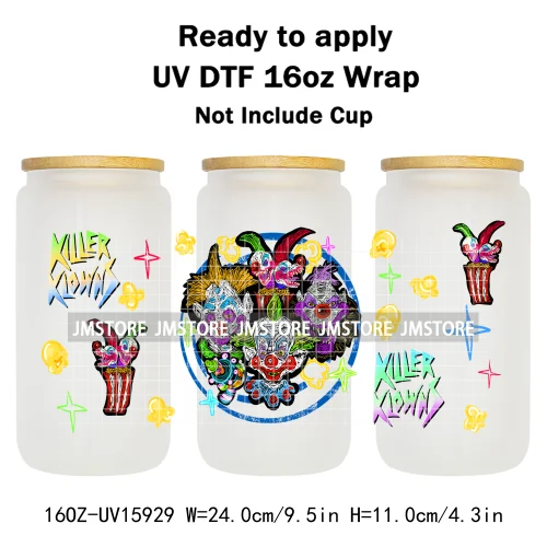 Halloween Horror Characters Scary Movie Killers 16OZ UV DTF Cup Wraps Ready To Apply Transfer Stickers For Libbey Glass Can Mugs
