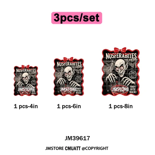 Scary Cartoon Halloween Horror Movies Trick Or Treat Logo Iron on DTF Washable Transfer Sticker Ready to Press for T-shirts Bags