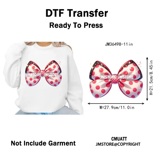 Colorful Princess Vibes Coquette Girly Kids Pastel Bows Printed Decals Iron on DTF Transfer Stickers Ready to Press for Clothes