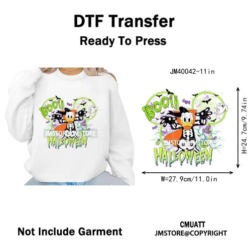 Happy Halloween Nightmare Cartoon Character Pumpkin Skeleton Iron on DTF Washable Transfers Stickers Ready to Press for T-shirts