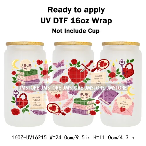 Books Coffee Coquette Fruits Girly 16OZ UV DTF Cup Wrap Ready To Apply Waterproof Transfer Stickers For Libbey Glass Can Tumbler