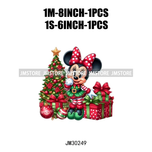 Christmas Cartoon Animal Characters Snow Holiday Santa Tree Gifts Iron On DTF Transfers Stickers Ready To Press For Sweatshirts