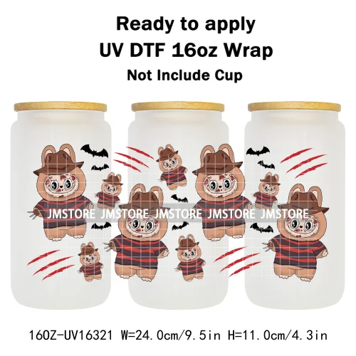 Laboo Killers Friends Halloween Monster Doll UV DTF Stickers Ready To Transfer Cup Wrap Custom Logo For Libbey Can Glass Tumbler
