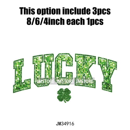 In My Lucky Era Faux Green Sequin Glitter St.Patrick's Lucky Charm Iron On DTF Transfers Stickers Ready To Press For Sweatshirts