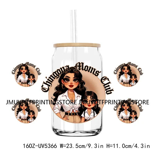 Mother's Day Daughter Son Latina Mexican Mama 16OZ UV DTF Cup Wrap Transfer Sticker Custom Waterproof Logo For Libbey Glass Can