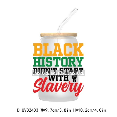 Black History Month Juneteenth African American UV Sticker Decals For Libbey Cold Cups Mugs Tumbler Transfer Stickers Waterproof