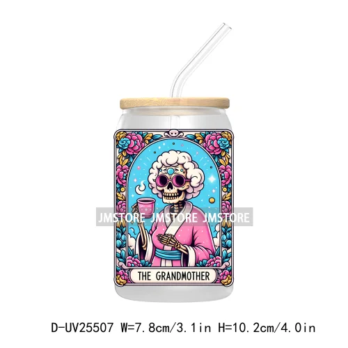 The Smoker Skeleton Tarot Card UV DTF Transfer Stickers Decals For Libbey Cold Cups Mugs Tumbler Custom Logo Labels Sugar Skull