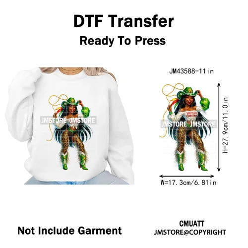 Western Cowgirl African Melanie Boots Howdy Christmas Iron on Washable DTF Heat Transfer Stickers Ready to Press for Hoodies Bag
