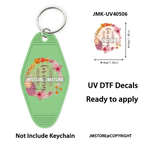 Hello Pumpkin Fall Thanksgiving Gnome UV DTF Motel Keychain Wraps Ready To Apply Waterproof High Quality Hotel Keychain Decals