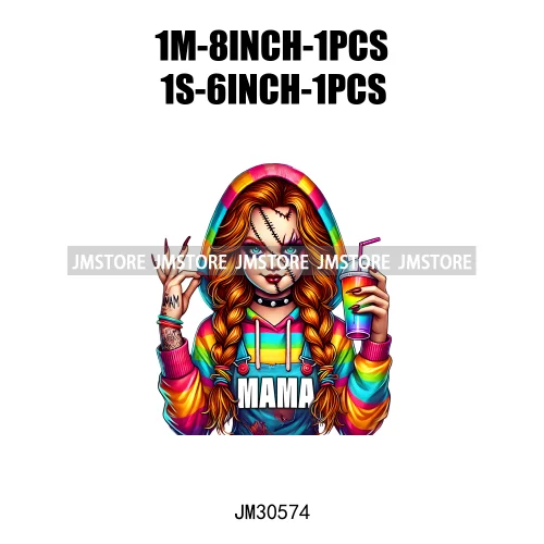 Halloween Spooky Horror Cartoon Mama Character Printing Iron On DTF Transfers Stickers Ready To Press For Sweatshirts