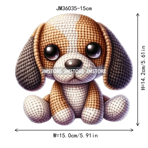 15cm 5.9in Colorful Cute Needle Hook Animal Iron On DTF Heat Transfer Sticker For Clothes Print Vinyl Washable T-Shirt Appliques