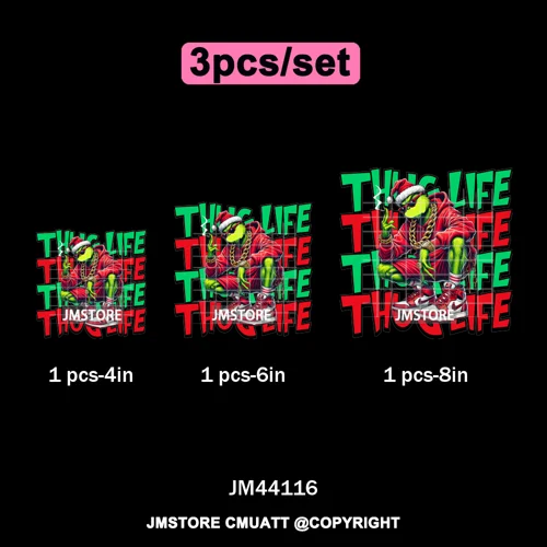Thug Life Cartoon Movie Xmas Friends Christmas Thief Iron on Washable DTF Transfers Stickers Ready to Press for T-shirts Bags
