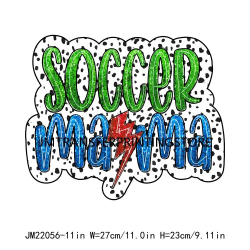 In My Ball Sport Mom Era Mother's Day Faux Glitter Dalmatian Lightning Bolt Soccer Mama DTF Transfer Stickers For Clothing