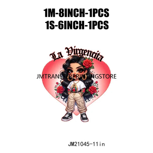 Chicana Religiosa Rose Gold Chola Chingona Bendecida Designs In My Coquette Era Homegirls DTF Transfer Stickers For Hoodies Bags