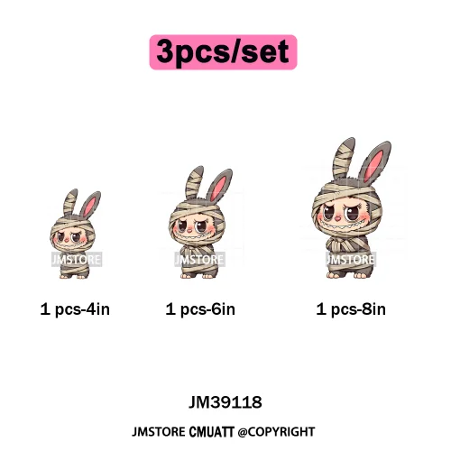 Cute Monster Cartoon Character Spooky Halloween Season Iron on DTF Washable Transfers Stickers Ready to Press for T-shirts Bags