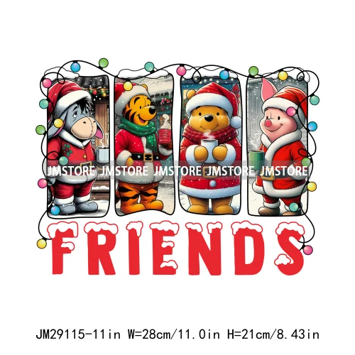Cartoon Animal Character Merry Christmas Holiday Season Iron On DTF Transfer Stickers Logos Ready To Press For Hoodies