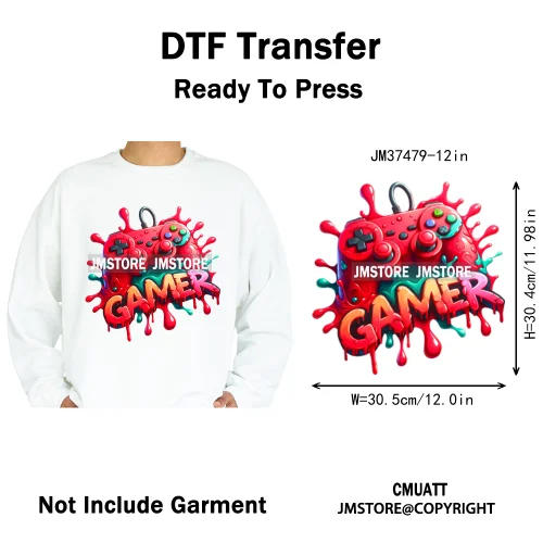 12in Graffiti Hip Hop Music Rap King Lover Video Pro Games Iron on Diy DTF Thermal Transfer Stickers Ready to Press for Clothing