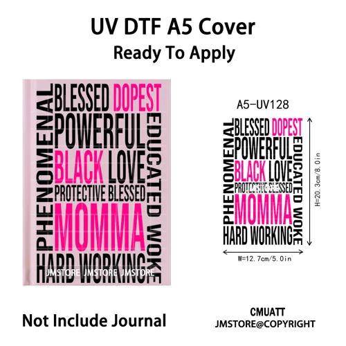 Hustle Hard Quotes Small Business Owner UV DTF Notebook Cover Decals Ready To Apply Transfer Stickers Wraps For A5 Journal Cover