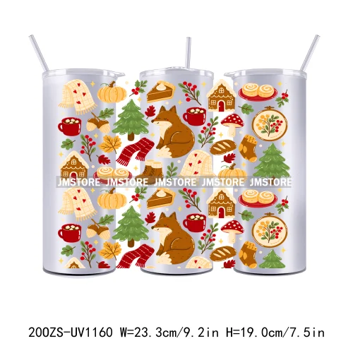 Cozy Season Fall Thanksgiving UV DTF Tumbler Wraps Durable Ready To Apply Transfer Stickers For 20OZ Straight Skinny Tumblers