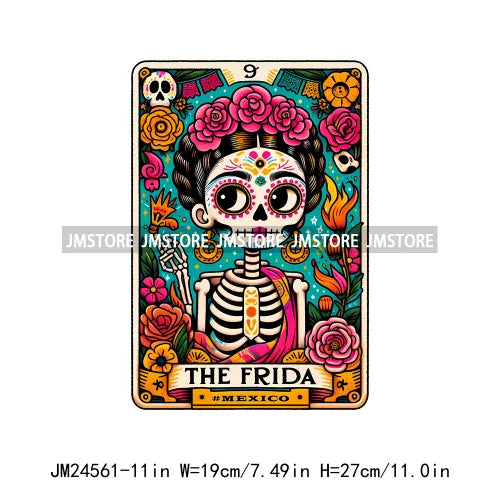 Funny Mexican Evil Eye Chismosa La Chigona Latina Skeleton Tarot Card Logos Iron On DTF Heat Press Transfer Stickers For Clothes