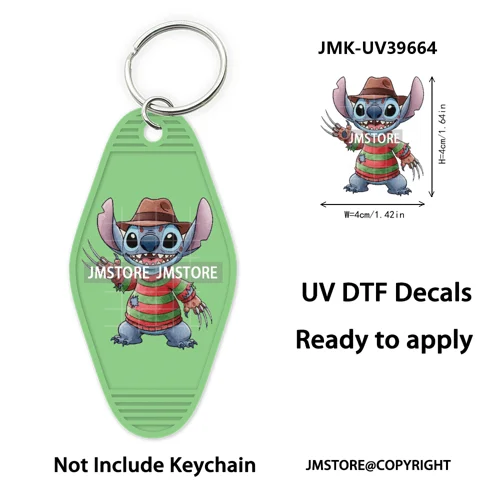 Horror Cartoon Halloween Pumpkin UV DTF Motel Keychain Decals Ready To Ship Durable Transfer Stickers Prints For Hotel Keychain
