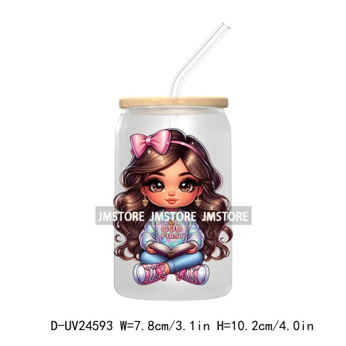 Cute Chibi Latina Baby Girl UV DTF Transfer Stickers Decals For Libbey Glass Cold Cups Mugs Tumbler Custom Waterproof DIY Labels