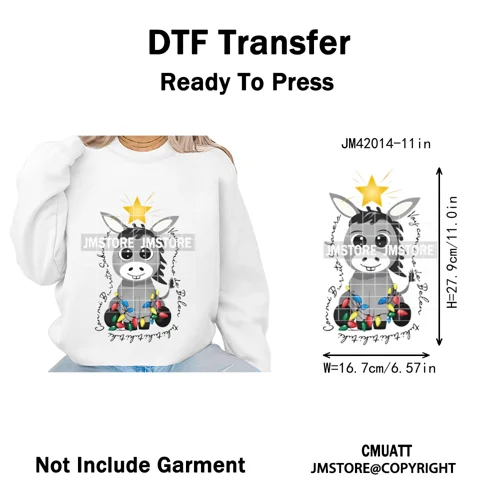Tis The Season Pan Dulce Mexican Xmas Tuki Donkey Spanish Christmas Latin Iron on DTF Transfers Stickers Ready to Press for Text