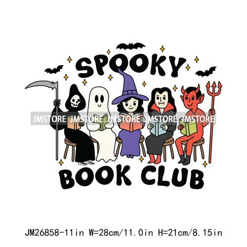 Custom Trick Or Read Ghost Witches Spooky Book Club Decals Bookish Girly Halloween DTF Iron On Transfers Stickers For T-shirts