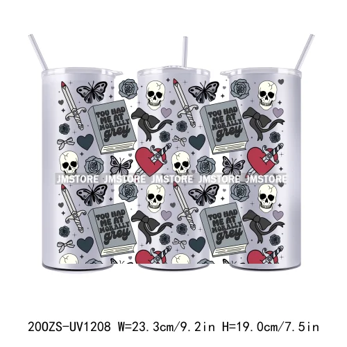 Coquette Bow Flowers Book Lover UV DTF Tumbler Wraps Durable Ready To Apply Transfer Stickers For 20OZ Straight Skinny Tumblers