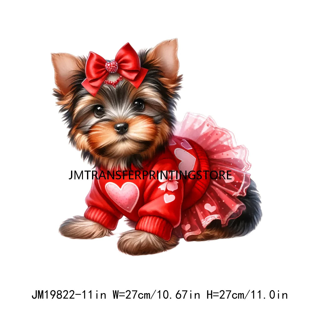 My Cute Love Dog Valentines Iron On Stickers DTF Transfers Ready To Press For Garment