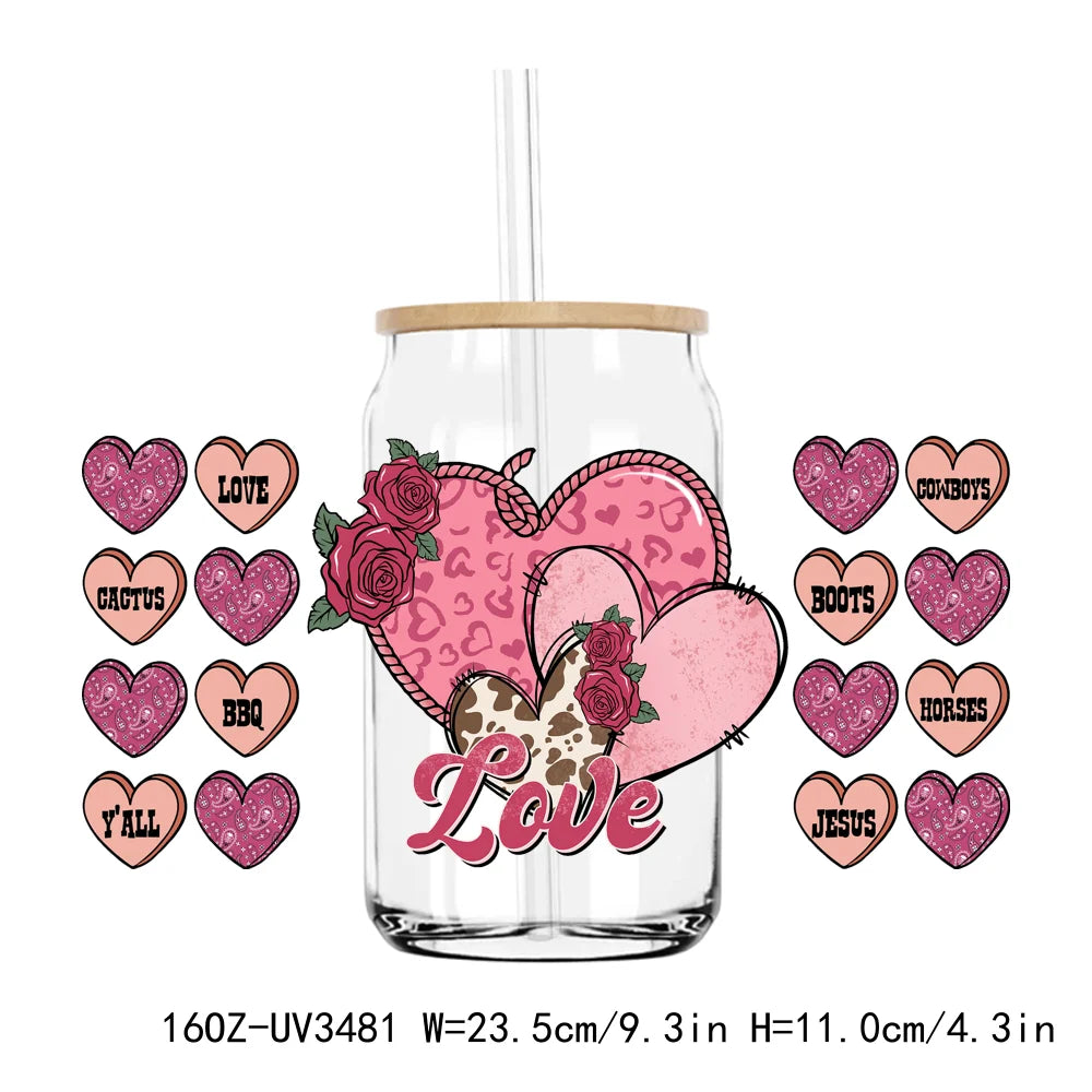 Love Jesus Valentine's Day 16OZ UV DTF Cup Wrap Transfers Stickers Mama Custom Label DIY Waterproof Logo For Libbey Glass Can