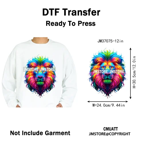 12in Urban Gangster Rich Money Lion Beats Shark Vibes Iron on DTF Thermal Transfers Stickers Ready to Press for T-shirts Bags