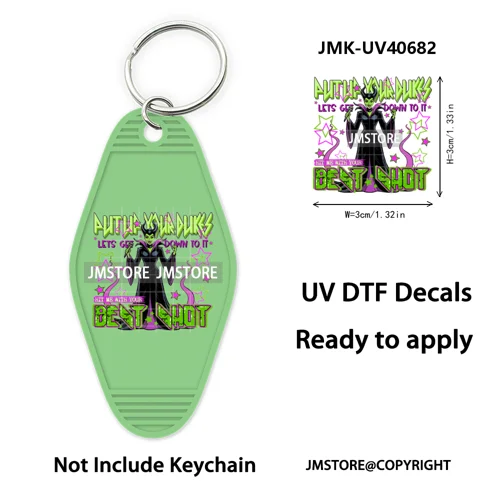 Horror Movie Characters Halloween Mom UV DTF Motel Keychain Wraps Ready To Apply Waterproof High Quality Hotel Keychain Decals