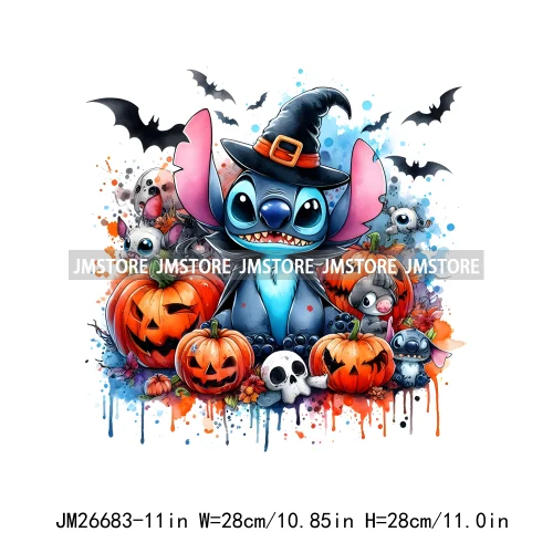 Wholesale Cartoon Character Pumpkin Halloween Scary Vibes Thermal Logo DTF Iron On Transfer Stickers Ready To Press For Clothing