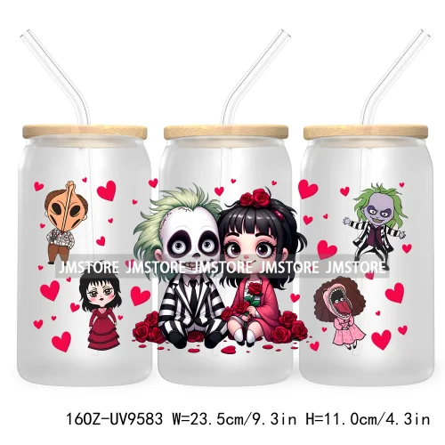 Halloween Cartoon 16OZ UV DTF Cup Wrap Transfer Stickers Custom Labels Waterproof Logo For Libbey Glass Can Pumpkin Season Vibes