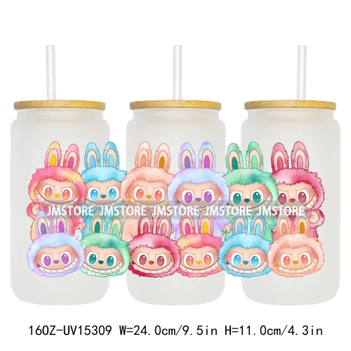 Coquette Bow Kids Cartoon Doll Characters UV DTF Cup Wraps Ready To Apply Waterproof Transfer Stickers For 16OZ Libbey Glass Can
