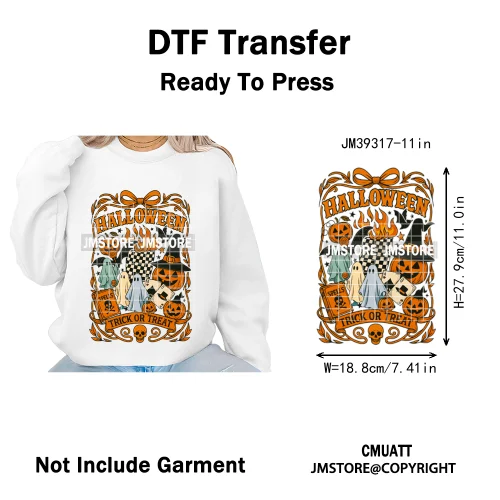 Funny Halloween Quotes Ghouls Stay Spooky Creep It Real Iron on DTF Washable Transfers Stickers Ready to Press for T-shirts Bags