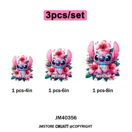 Trendy Cartoon Animal Characters Lover Cold Peel Logos Iron on DTF Washable Transfers Stickers Ready to Press for Hoodies Bags