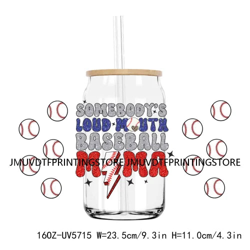 Sport In My Mom Era 16OZ UV DTF Cup Wrap Transfers Stickers Softball Custom Labels Durable Waterproof Logo For Libbey Glass Can